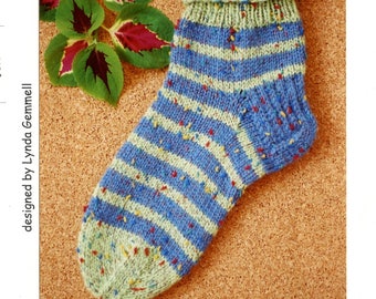 Cabin Fever Knitting Pattern #154 Sporty Speckles - Easy Knit Socks for Adults