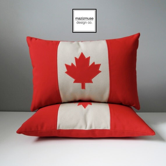 Canada Flag Pillow Cover Red Beige Canadian Flag Outdoor
