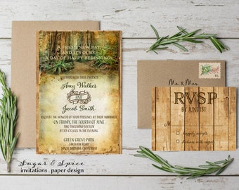 Rustic Wedding Invitation Printable Coffee by SugarSpiceInvitation