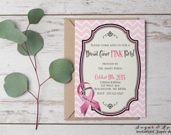Breast Cancer Charity Invitation, Pink Ribbon Fundraiser, Raise Awareness Invitation, Breast Cancer Pink
