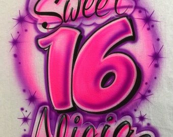 sweet 16 airbrush shirts