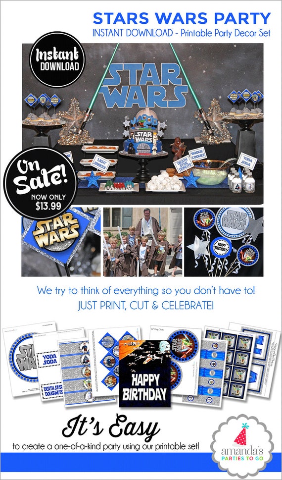 Star Wars Party Printable | Star Wars Birthday | Star Wars Decorations | Star Wars Favors | Instant Download | Amanda's Parties To Go Il_570xn