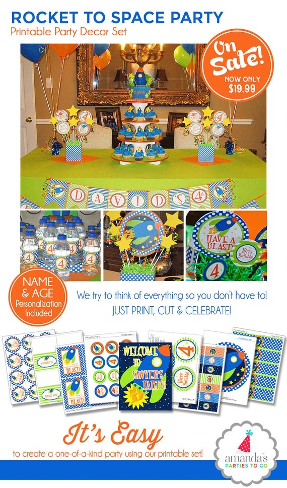 Space Birthday Decorations | Space Party Printables | Rocket Party | Outer Space Birthday | Boy 1st Birthday | Amanda's Parties To Go Il_570xn