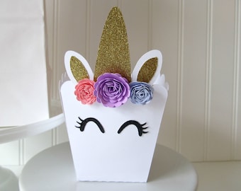 Unicorn Favor Box - Unicorn Party Decorations - Unicorn Favors - Unicorn Treat Bags - Popcorn Boxes - Unicorn First Birthday - Unicorn Theme