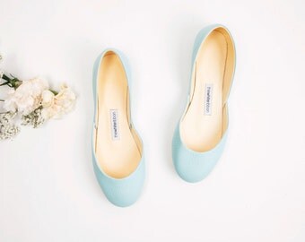 The Tiffany Green Leather Ballet Flats | Mint Green Pointe Style Shoes | Flat Leather Shoes | Tiffany Green | Made to Order
