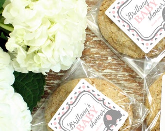24 Personalized Cellophane Cookie Bags, Candy Bags - Elephant Label - ANY COLOR - Elephant Baby Shower Favor, Elephant Favor Bag