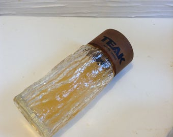 RARE Teak aftershave by Shelton. Tree Bark Glass bottle with Teak Wood Cap. Mod, pop, Mid century Kitsch, Eames Panton era.