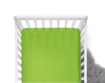 Fitted Crib Sheet -Chartreuse- Solid Crib Sheet - Flat Crib Sheet - Crib Sheet - Toddler Sheet - Baby Sheet -Solid Lime Fitted Sheet-Bedding