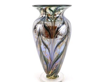 Hand Blown Art Glass Vase in Gold Amber