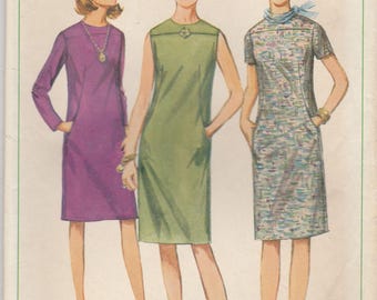 60s Simple Dress Pattern Simplicity 6724 Size 16 Uncut