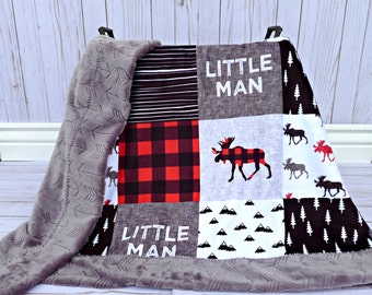 Buffalo Plaid Minky Baby Blanket - Buffalo Plaid Blanket Faux Quilt - Little Man Blanket - Lumberjack - Buffalo Check Baby Blanket Toddler