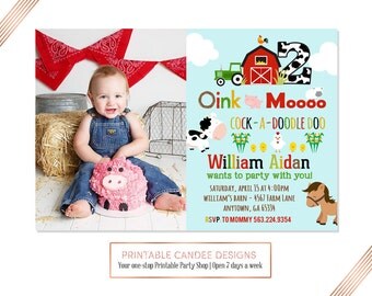 Farm Birthday Invitation, Farm Birthday Party invitation, Farm Party invite, Barnyard birthday party, Printable