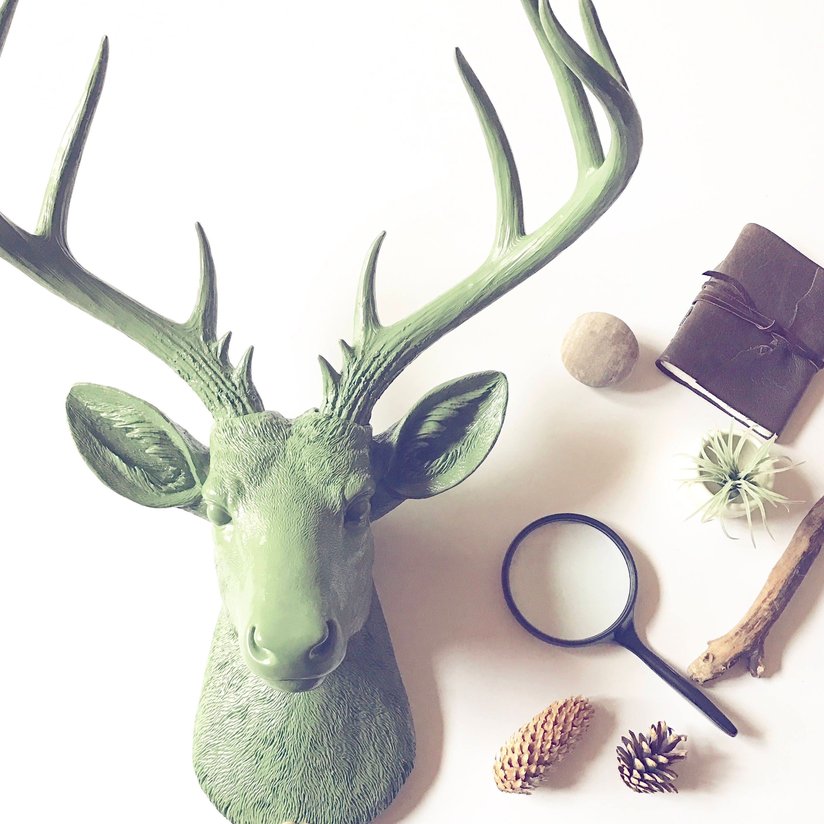 Olive Green Xl Faux Taxidermy Deer Head Wall Mount Hanging Olive Green Xl Faux Taxidermy Deer Head Wall Mount Hanging Animal Stag