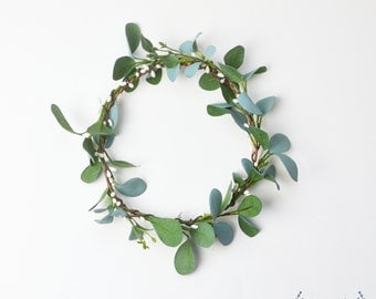 Flower Crown, Boho Wedding, Green Flower Crown, Greenery, Floral Crown, Flower Head Piece, Flower Hair Accessory, Wedding Crown, Eucalyptus