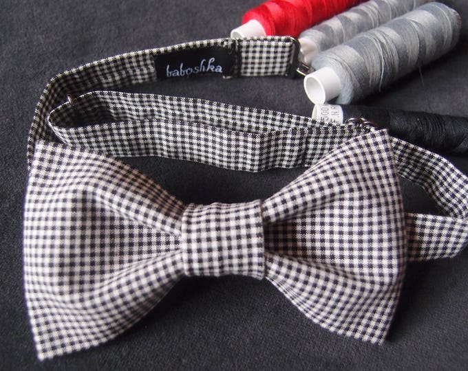 Checkered Bow tie for Men, Black White Bow tie for Women, Unisex Bow Tie, Gingham Bow Tie, Casual Bow tie, Checkered Pattern, Bachelor party