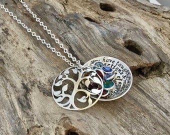 Mothers gift/Tree-of-Life Necklace /Tree-of-Life Pendant/ Mothers Jewelry/ Sterling Silver Tree-of-Life /Birthstone Necklace for Mom