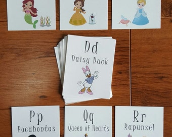 ABC Flash Cards - Disney/Princess - Alphabet Cards - Preschool/Kindergarten Learning