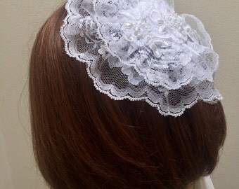 White Lace Doily, Catholic Head Covering, Chapel Hat, Lace Headcovering, Easter Hat