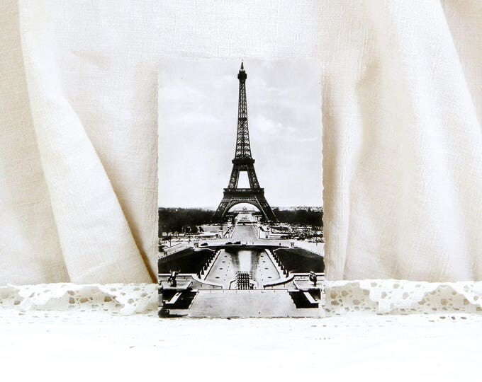 Vintage Mid Century French Black and White Postcard, Eiffel Tower, Paris, Parisian, Retro, Vintage, Home, Interior, French Decor, 1950s