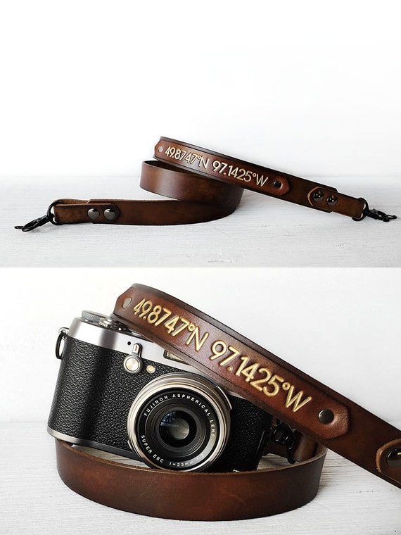 Personalized Leather Camera Strap DSLR / SLR Custom by Exsect