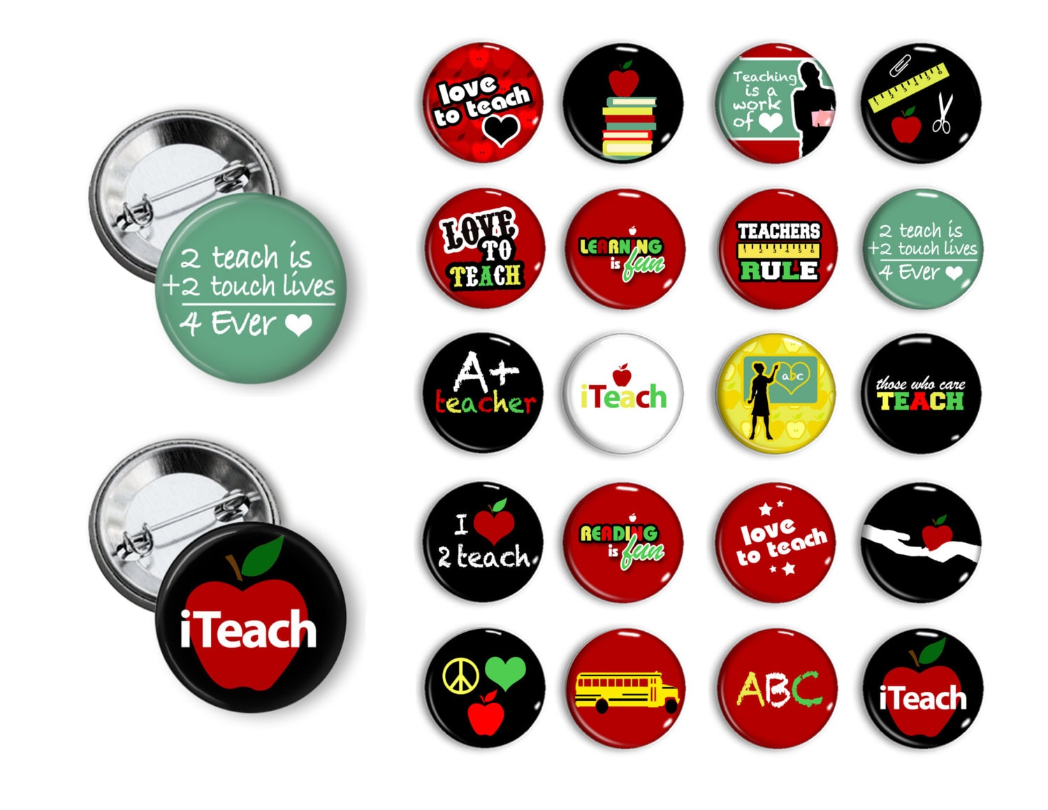 Teacher Pins School Teacher Buttons 125 Inch Pinback Buttons