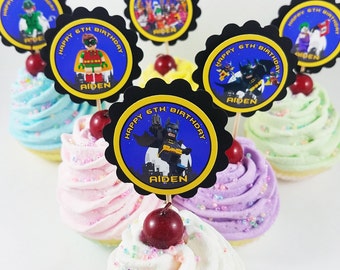 Personalized Lego Batman Movie 2" Scallop Birthday Party Mix 'n Match Cupcake Toppers