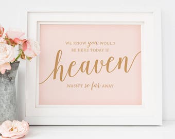 Loving Memory Wedding Sign Printable // Heaven Wedding Sign // Caramel Gold and Pink Wedding Remembrance Sign