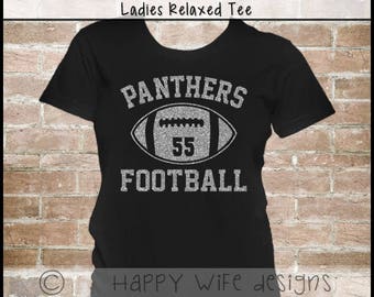 Football Mom Shirt - Football Shirt with Team Name - Football Jersey - Football Tee - Glitter Football Mom Shirt with Team Name and Number