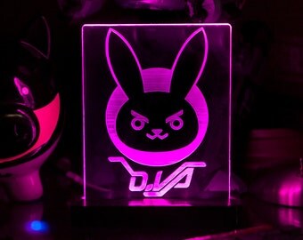 Overwatch D.Va Acrylic LED light sign, led display sign, led lite sign, led night light, LED sign, LED lamp