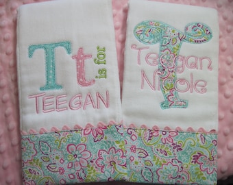 Personalized Baby Girl Burp Cloths