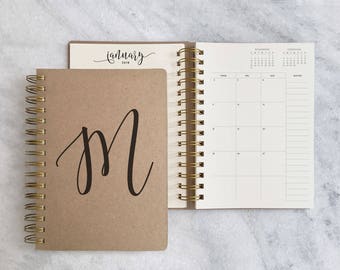 2017-2018 planner | academic planner | kraft agenda book | 12-months | personalized daily planner