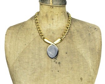 Monet Chunky Gold Chain Necklace, Black and Gold Chain Necklace, Monet Black Enamel and Gold Chain Necklace, Thick Gold Chain Necklace