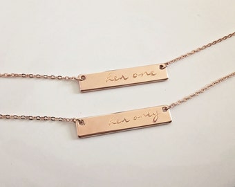 Her One Her Only, Rose Gold Bar Necklace Set, Lesbian Necklace Set, Personalized Bar Necklace, Valentines Day Anniversary