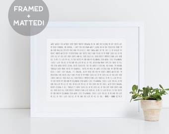 Custom Framed Song Lyrics - Wedding Song Lyric Art - Personalized Song Lyrics - Custom Print - First Anniversary Gift - Gift Idea