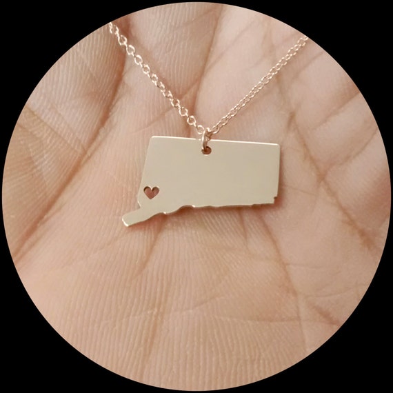 Connecticut State Necklace Engraving Pendant Sterling