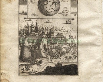 1719 Manesson Mallet World Map "Globe Terrestre", Antique Print, published by Johann Adam Jung