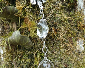 Antique genuine amethyst and rock crystal silver bracelet