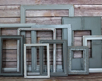 Grey Picture Frames, Wall Decorating, Rustic Picture Frame Set, Nursery Wall Decor, Cottage Decor, Farmhouse Decor Sets, Shabby Chic Frames