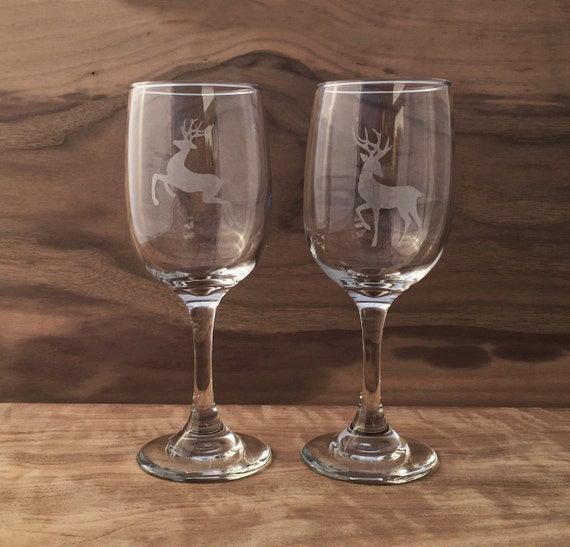 Holiday Wine Glass Set of 2 Laser Engraved by JWdesignStudio