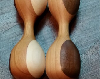 Hand Made Wooden Baby Rattle - Baby Safe Finish, Wood Turning, Unique Baby Shower Gift, Walnut, Maple and Cherry Woods
