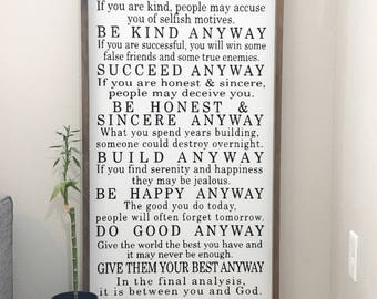 Mother Teresa, 2x4 farmhouse framed sign, do it anyway, forgive them anyway, farmhouse sign, farmhouse frame