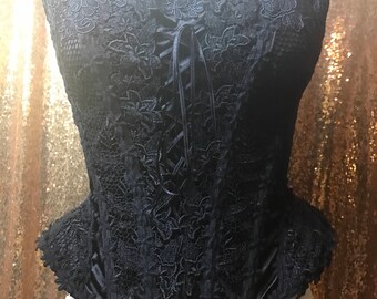 Black Goth Flared Hip Corset