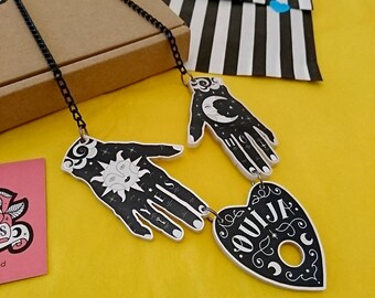 Ouija Necklace. Halloween Jewellery. Ouija Board Jewellery. Witchy Occult Jewellery. Creepy Cute. Sun and Moon. Gothic Jewellery.
