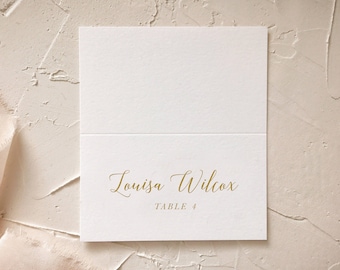 Gold Calligraphy Place Cards or Escort Cards for Elegant Barn Wedding