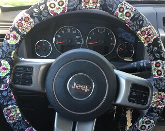 Sugar Skull Steering Wheel Cover