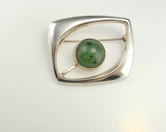 Jade Brooch Natural Jade Jewelry Green Jade Jewelry Cabochon Jewelry Jade Cabochon Brooch Modernist Brooch Space Brooch Star Trek Brooch Pin