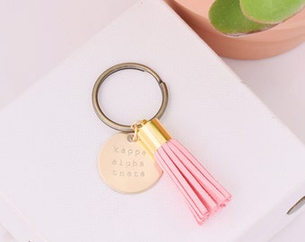 Kappa Alpha Theta Sorority Keychain, Personalized Theta Sorority Key Chain, KAT Sorority Tassel Keychains, Big Little Keychain