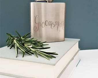 Personalised Hipflask Hip Flask Hand Engraved Customised 6oz stainless steel wedding day Fathers Day whiskey Best Man Groomsman Daddy Pops