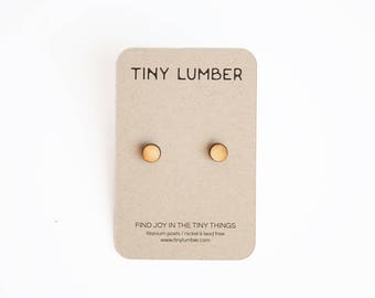 Minimal Earring Stud | Everyday Earrings | Round Earring | Wood Earring | Hypoallergenic Earring Stud | Titanium Earring Stud | Gift for Her