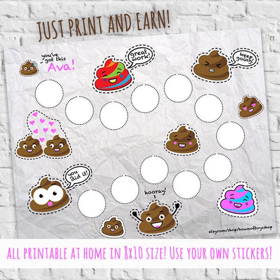 personalized incentive chart poop emoji printable digital